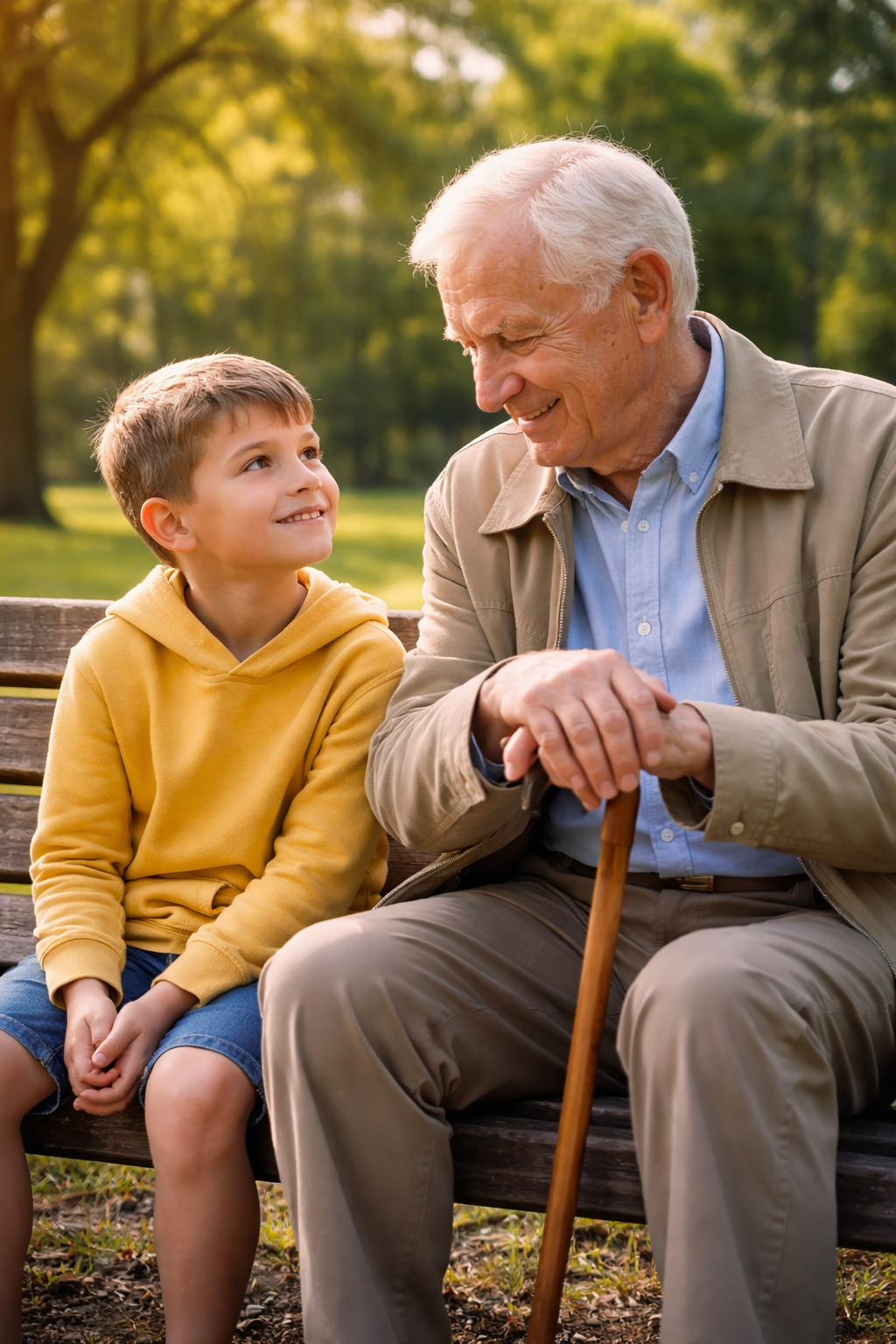  A Young Boy Sat Next to an Elderly Man on a Park Bench — What Happened Next Touched&nbsp;Everyone