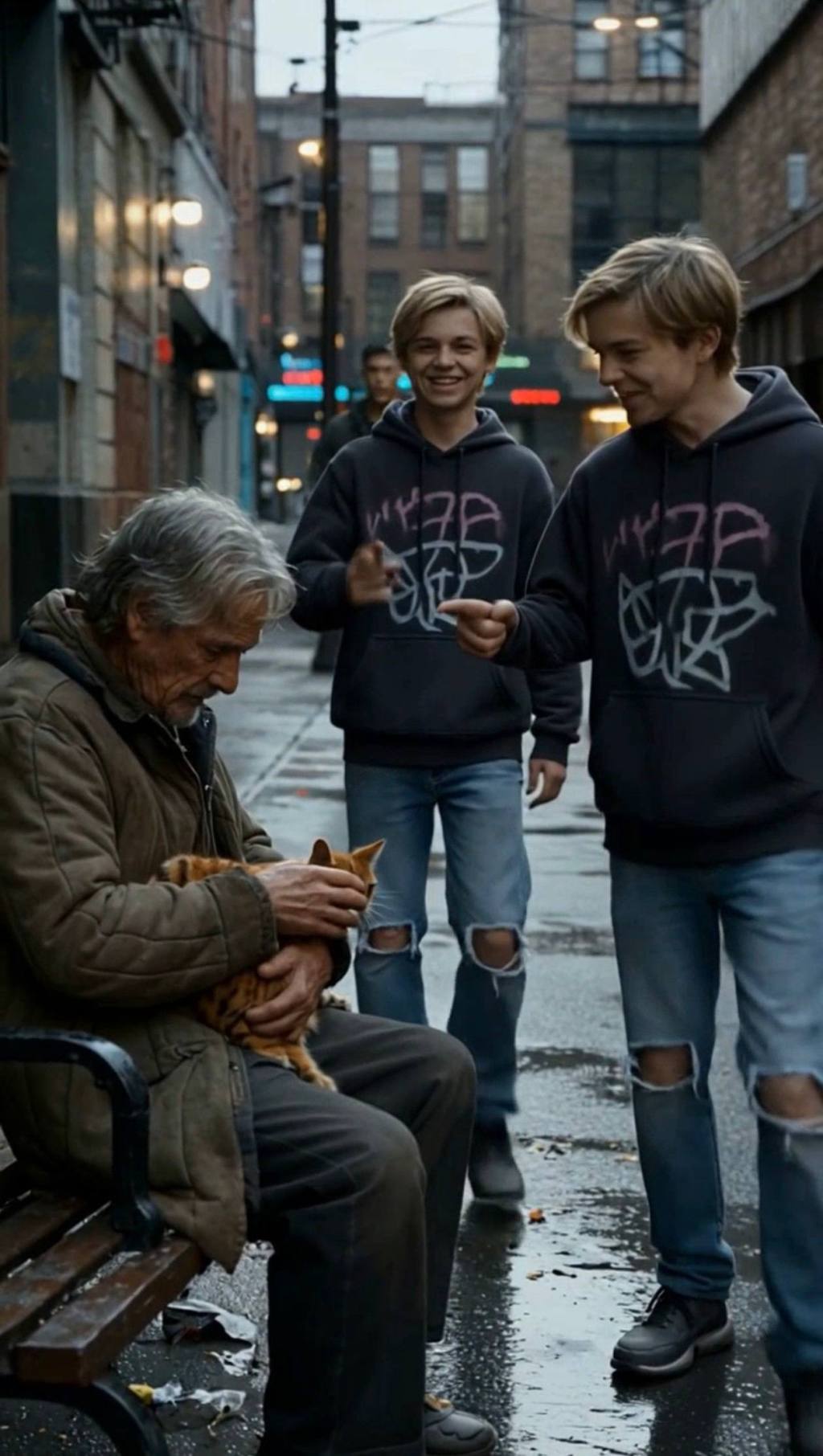 Two Teenagers Mocked a Homeless Old Man… Until Someone Stepped&nbsp;In